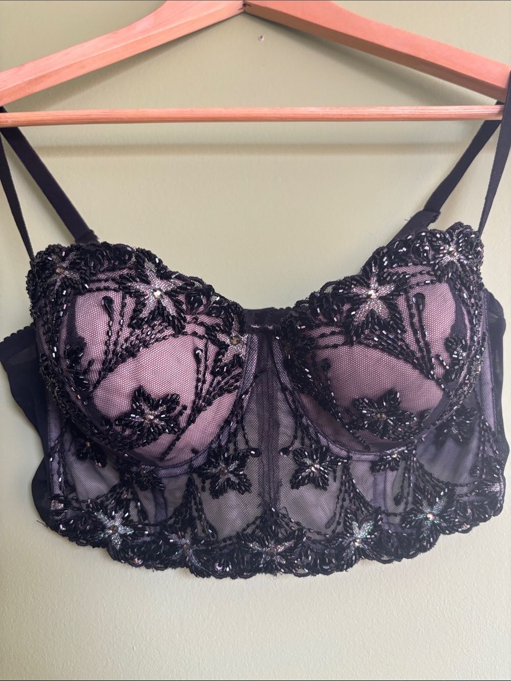 Marciano Y2K Embroidered Sheer Longline Bustier
